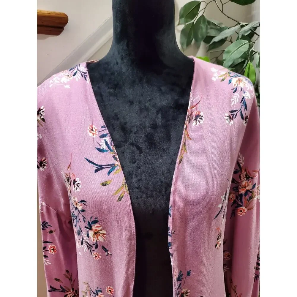 Cotton On Women's Pink Floral Viscose Long Sleeve Open Front Casual Jacket XS - Picture 4 of 9